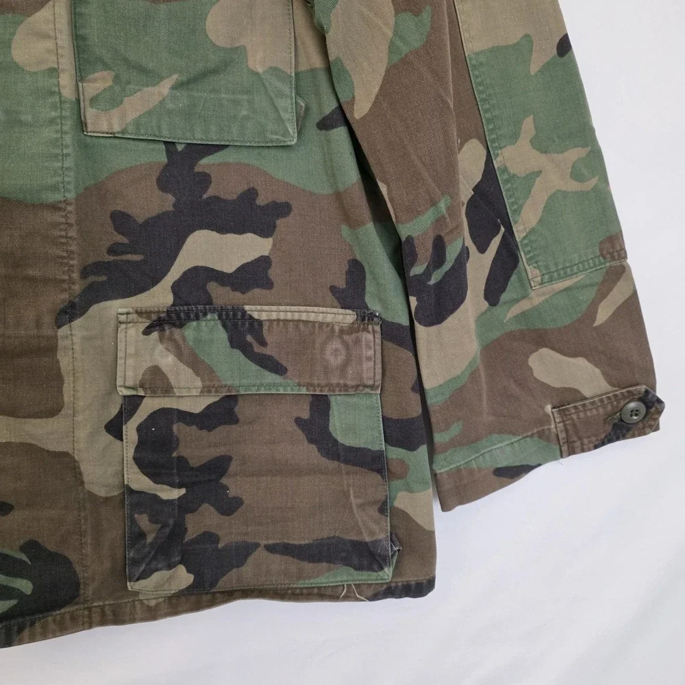 US Army Jacket Mens Med Reg Combat Coat Woodland Camo Name Airborne Calvary 1988